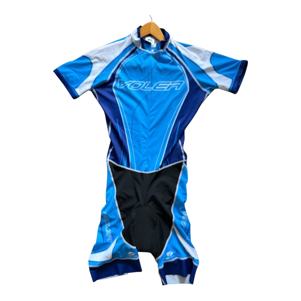 Voler Forza HC Apex Cycling Skinsuit Mens XL Blue Short Sleeve Padded USA Made